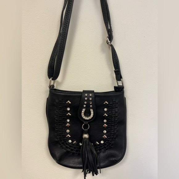Black Studded Shoulder Bag - Picture 3 of 12